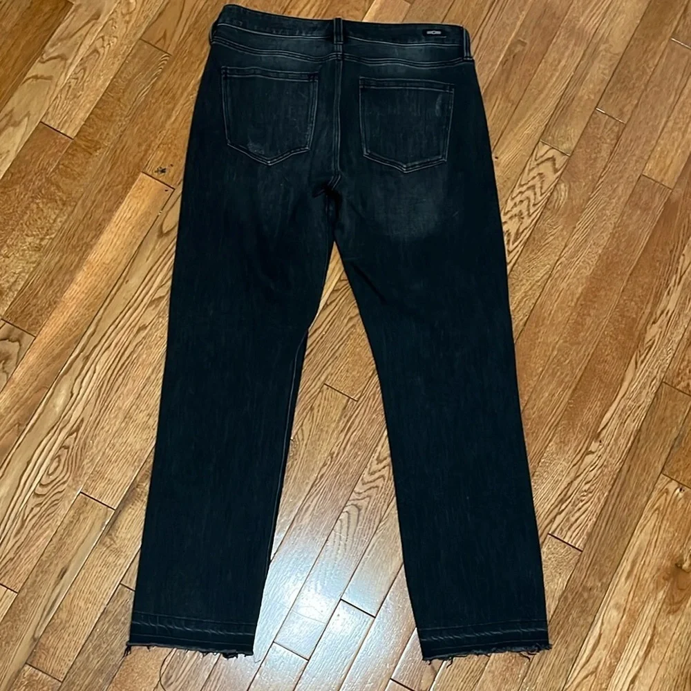 Liverpool LA Black Sadie Straight Jeans Destructed Let Down Hem Sz 8/29